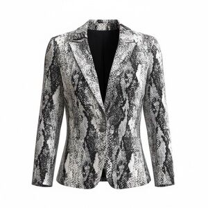 St. John ✨ Snake Print Blazer Jacket Dark Gray & White Tailored Designer